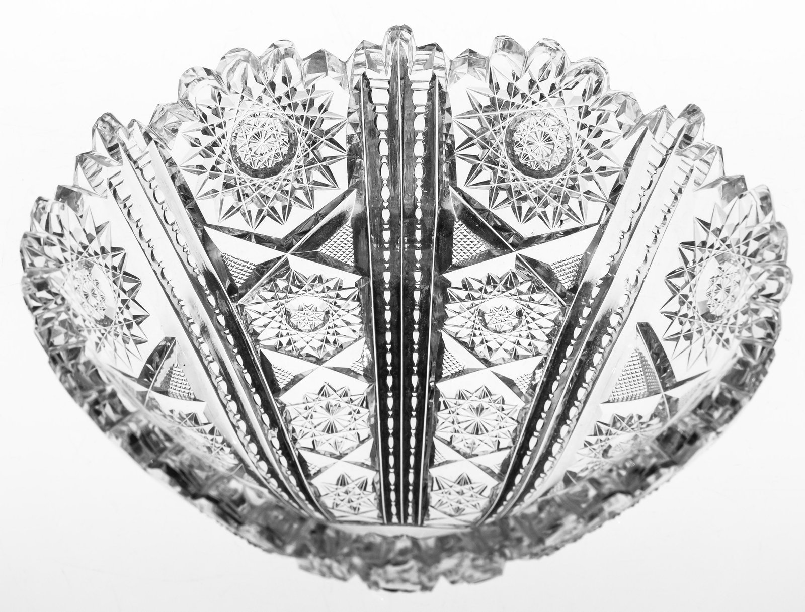 Highly Collectible Ohio Cut Glass Palm American Brilliant Cut Glass Shell Dish: This shell shaped nappy was cut by Ohio Cut Glass company in their Palm design. Always a collectible piece!