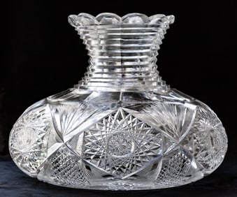 Massive Oversized American Brilliant Period Cut Glass Flower Center Crystal Blackmer?