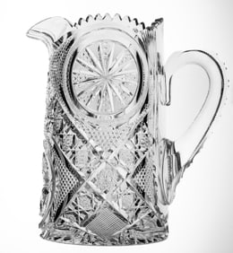 Incredible Endless Circular Motif American Brilliant Cut Glass Pitcher Hoare?