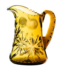 Unusual Smoky Amber/Topaz American Brilliant Period Cut Glass Pitcher