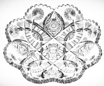 Unusual Libbey Kenmore American Brilliant Cut Glass Blowout Bowl