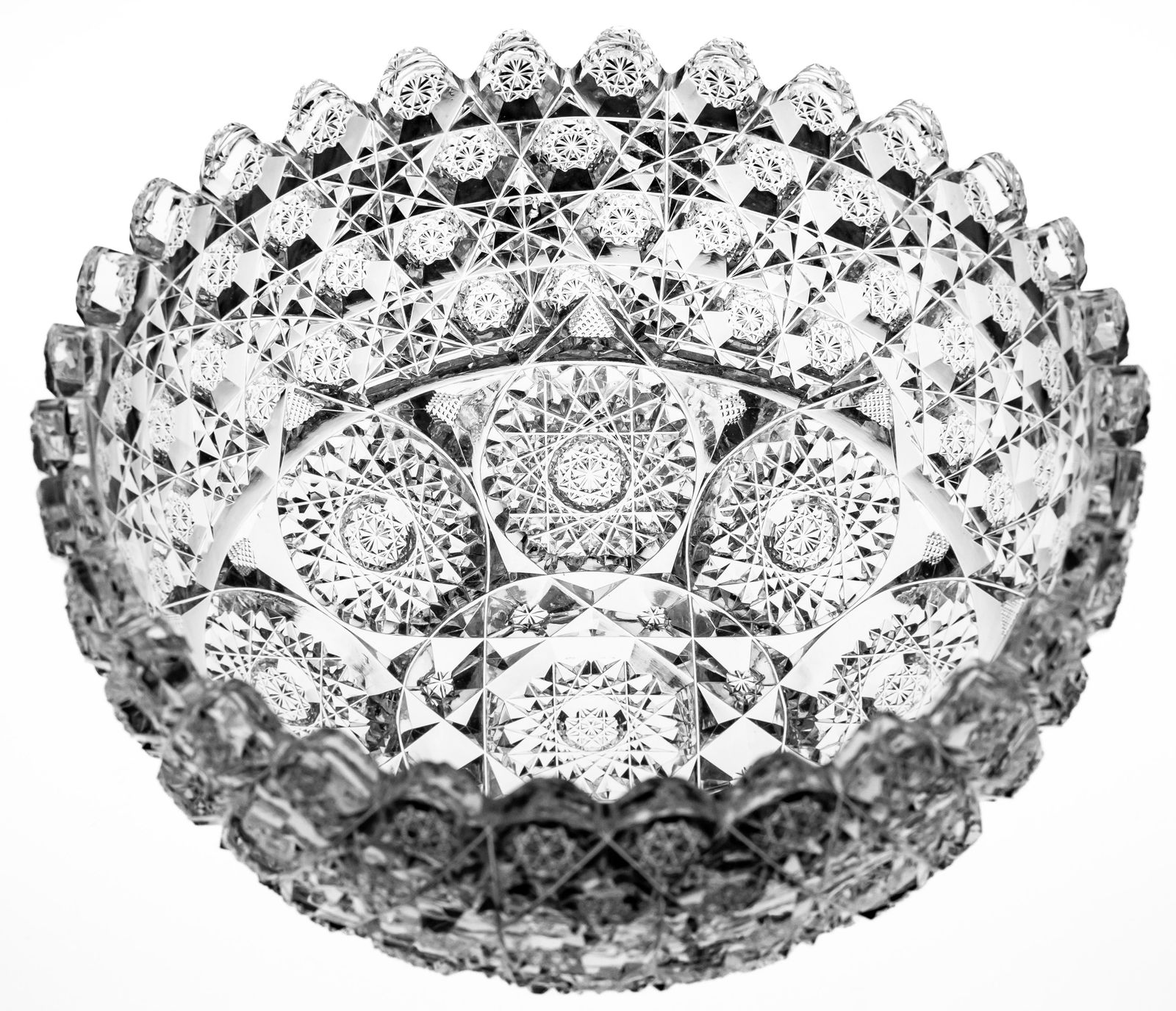 High Quality American Brilliant Period Cut Glass Bowl with Hobstar Cluster Rim (1 of 5)
