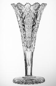 Precious J. Hoare Eleanor American Brilliant Period Cut Glass Trumpet Vase