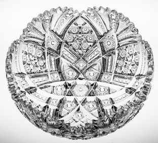 Meticulous William C. Anderson Fan Border American Brilliant Period Cut Glass Bowl