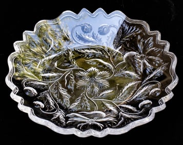 Top Quality Polished Rock Crystal Poppy Brilliant Cut Glass 7" Plate