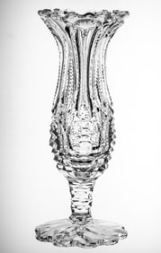 Particularly Unusual American Brilliant Period Cut Glass Hour-Glass Vase