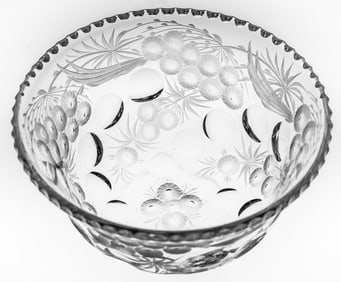 Beautiful Libbey Cut & Engraved American Brilliant Cut Glass Deep Bowl