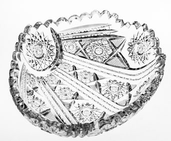 Highly Collectible Ohio Cut Glass Palm American Brilliant Cut Glass Shell Dish