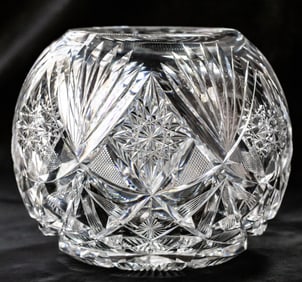 Gigantic 8" Mount Washington Primrose American Brilliant Period Cut Glass Rose Globe
