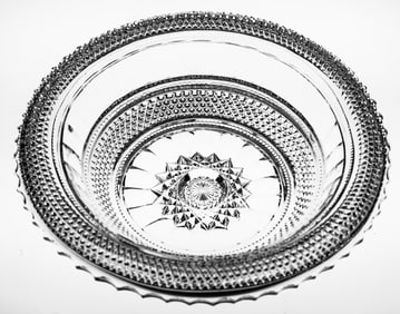 Rare Jewel Emerald American Brilliant Period Cut Glass Rolled Rim Derby Bowl