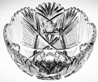 Nice Libbey Fleur de lis American Brilliant Period Cut Glass Bowl