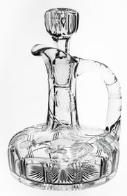 Amazing Rare J. Hoare Engraved Raspberry American Brilliant Cut Glass Ship's Decnater