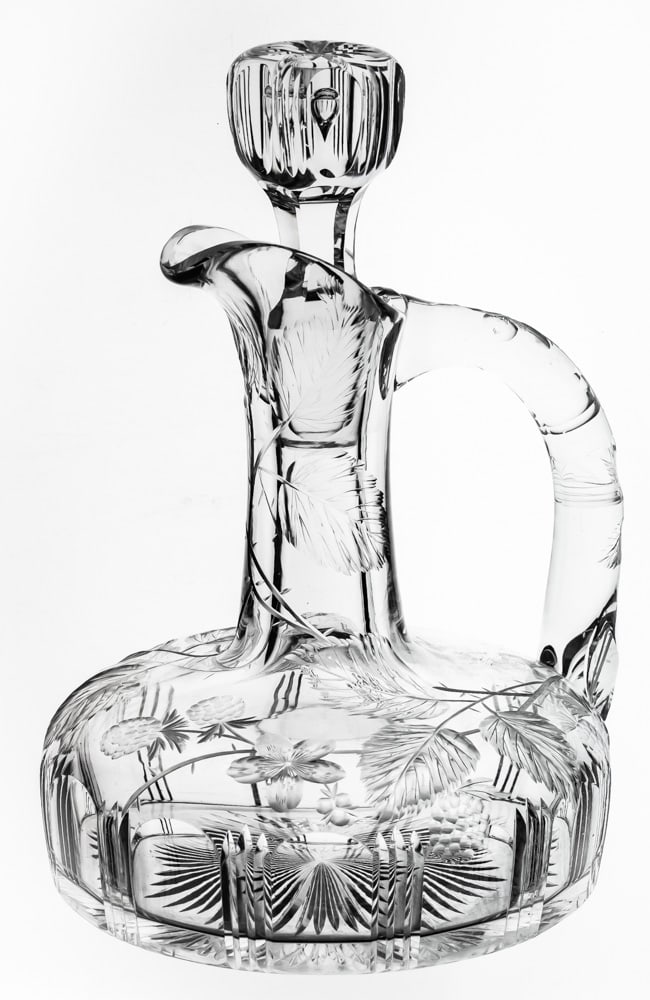 Amazing Rare J. Hoare Engraved Raspberry American Brilliant Cut Glass Ship's Decnater (1 of 11)