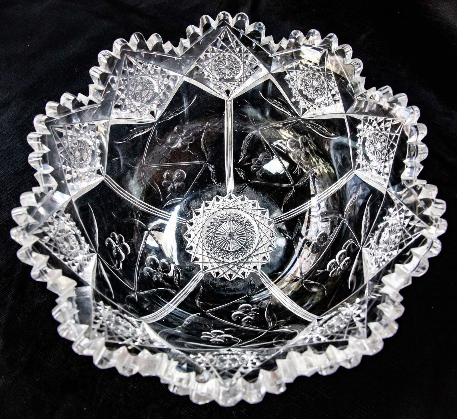 Incredible Extra Heavy Sinclaire American Brilliant Period Cut Glass Engraved Bowl (1 of 7)
