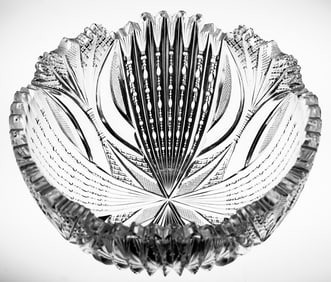 Gorgeous Old American Brilliant Period Cut Glass Bowl w/ Clear Tusks