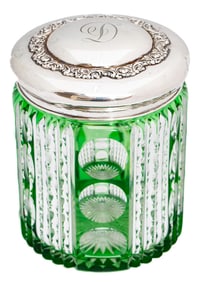 Phenomenal Pairpoint Boston Emerald to Clear American Brilliant Period Cut Glass Humidor