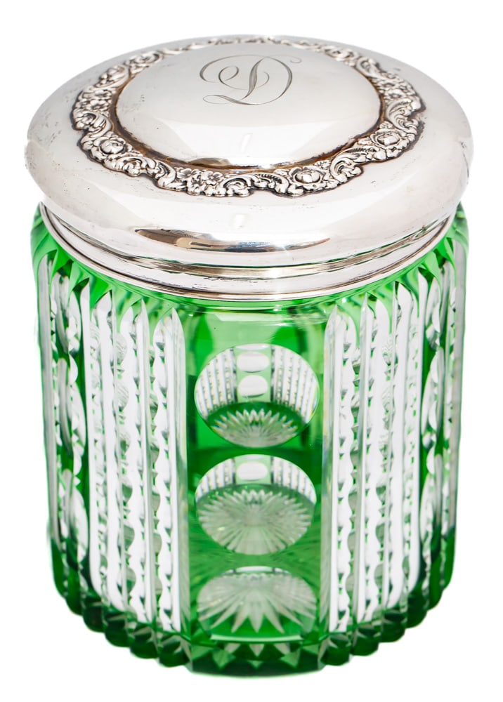 Phenomenal Pairpoint Boston Emerald to Clear American Brilliant Period Cut Glass Humidor (1 of 6)