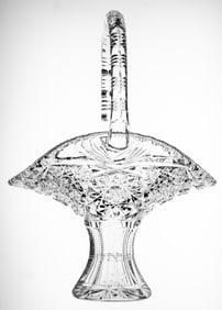 Cute American Brilliant Period Cut Glass Crystal Basket