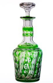 Amazing Victor Durand Green to Clear Brilliant Cut Glass Decanter