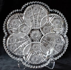 Exceptional Fry Duquesne Interlocking Circles American Brilliant Period Cut Glass Plate