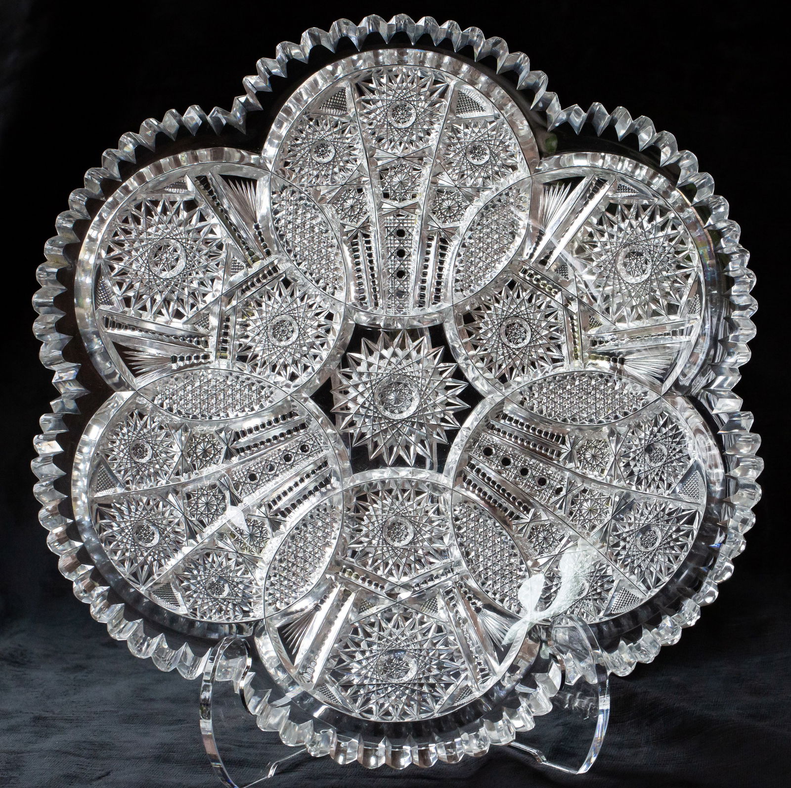 Exceptional Fry Duquesne Interlocking Circles American Brilliant Period Cut Glass Plate (1 of 7)