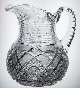 Fantastic Oversized Elmira American Brilliant Cut Glass Bulbous Pitcher