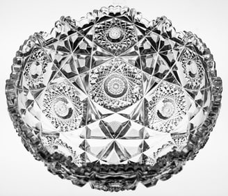 Incredible Early Libbey Stratford American Brilliant Cut Glass Large Bowl