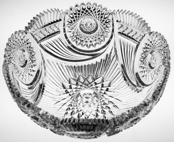 Classic Bergen Cornucopia Plymouth American Brilliant Cut Glass Bol