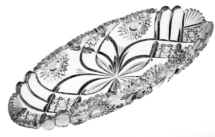 Fantastic Bergen Columbia American Brilliant Period Cut Glass Celery Dish