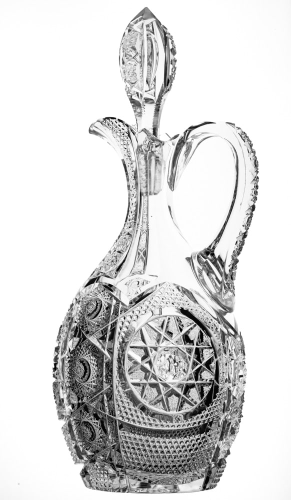 Extremely Rare Clark Waldorf American Brilliant Cut Glass Decanter - Cut to Death!: Clark spared no expense when creating this incredible decanter in their rare Waldorf pattern. There is so much extra work allover the piece - from the pattern cut stopper, with clear panels revealing