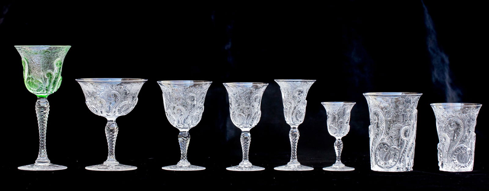 Incredible Henry Clay Frick Important 8pc. Hawkes American Brilliant Cut Glass Suite Crystal: Offered is my favorite suite of drinkware I've ever seen. This set was made for well-known American industrialist, Henry Clay Frick. Frick founded the H. C. Frick & Company coke manufacturing company