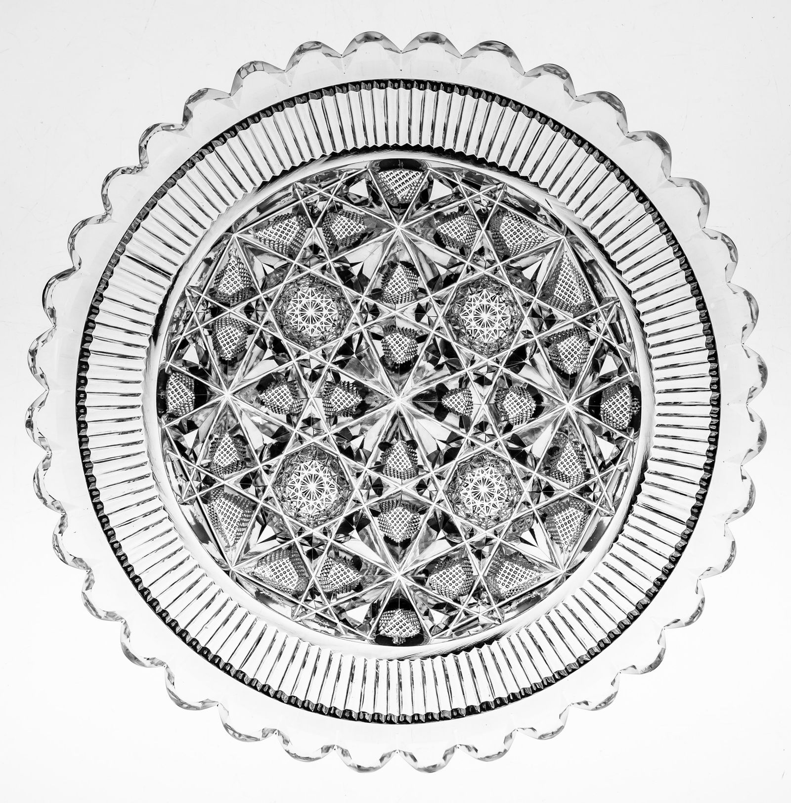 Extremely Rare Hawkes Hawkes Alexandria Brilliant Period Cut Glass 7" Plate (1 of 3)