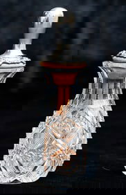 Extremely Rare American Brilliant Cut Glass Horseradish Jar w/ Sterling Silver