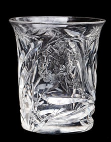 Well Done Hawkes Gravic Carnation American Brilliant Period Cut Glass Engraved Whiskey Tumbler