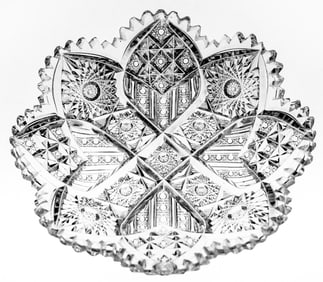 Rare William C. Anderson Stars & Stripes American Brilliant Period Cut Glass 7" Plate