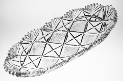 American Brilliant Period Cut Glass Celery Dish Crystal