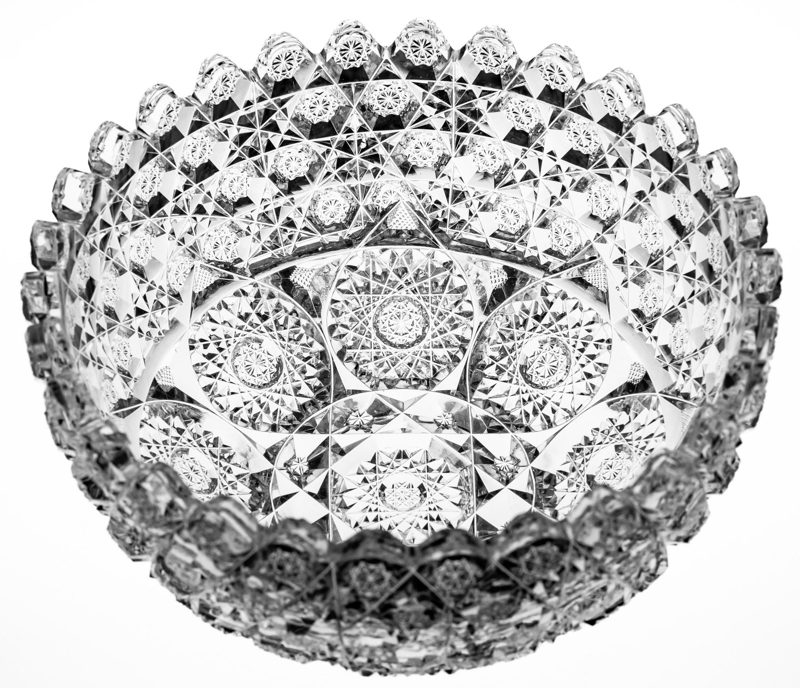 High Quality American Brilliant Period Cut Glass Bowl with Hobstar Cluster Rim (1 of 5)
