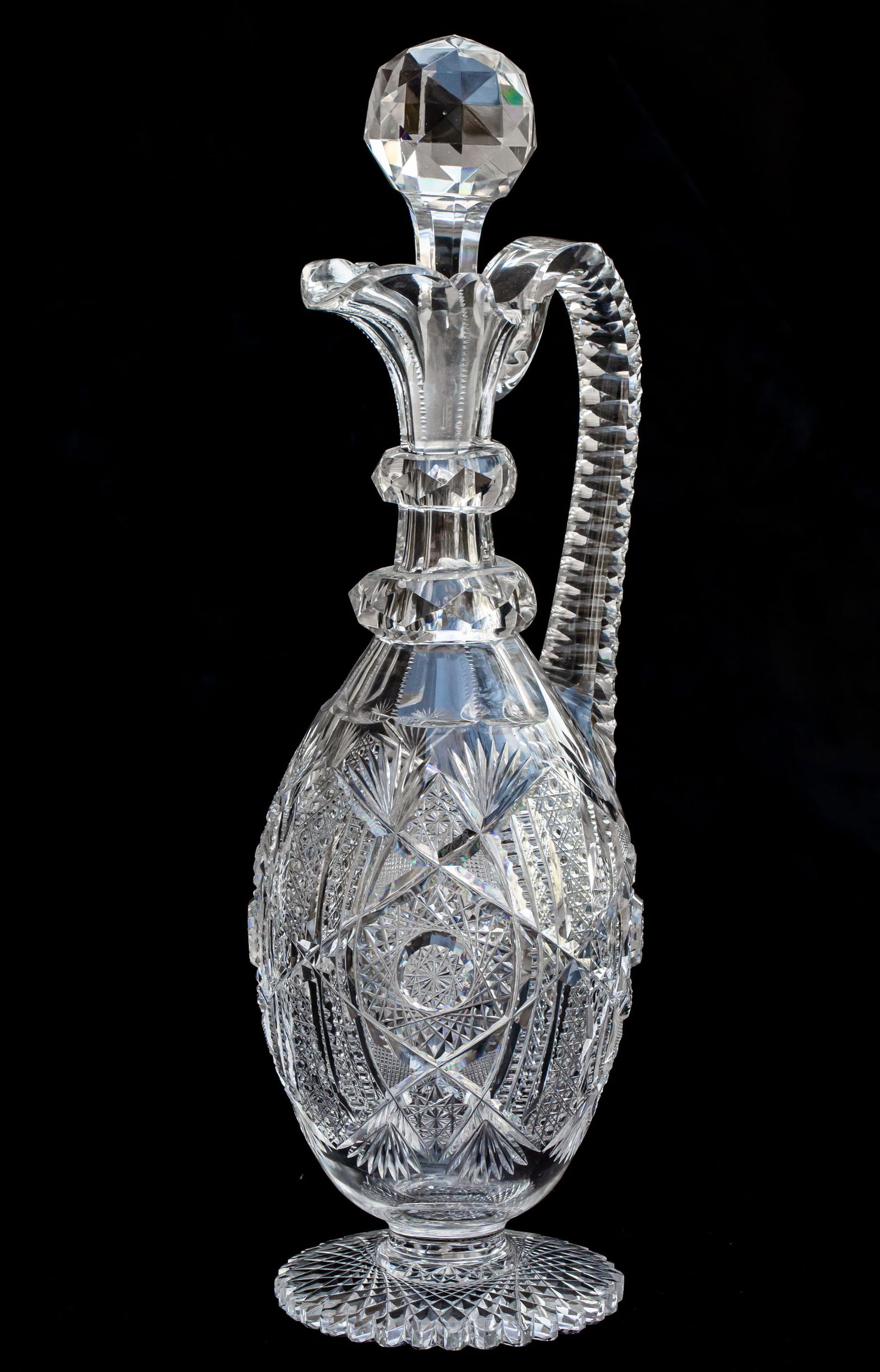 Museum Quality Monumental J. Hoare Newport Decanter American Brilliant Period Cut Glass Decanter: This oversized decanter is one of the most well-known decanters from the Brilliant Period. It was cut by J. Hoare in a pattern often misidentified as Newport. It's shown prominently in not only the J.