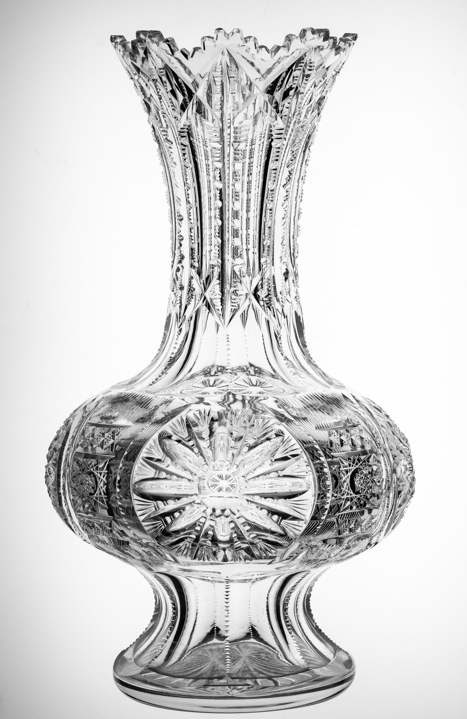 Amazing Unusual American Brilliant Cut Glass Footed Vase Clark? (1 of 5)