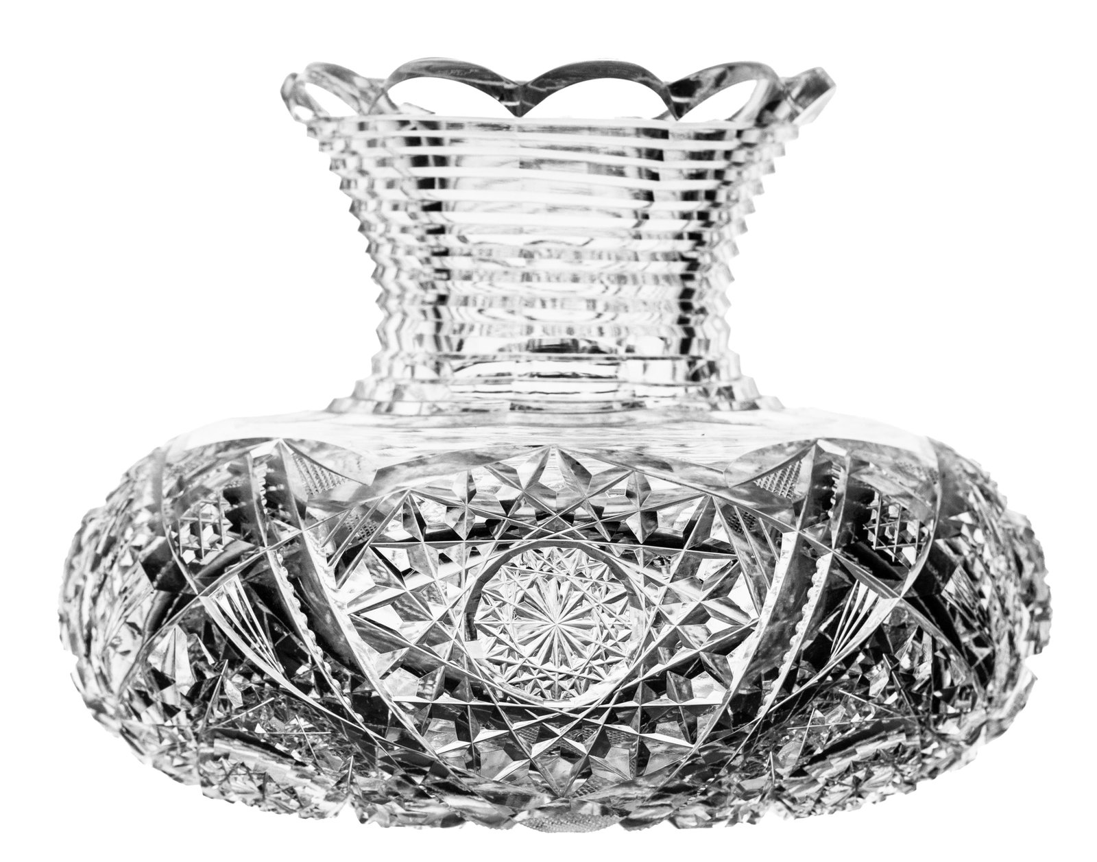 Beautiful American Brilliant Period Cut Glass Flower Center w/ Full Pattern Base (1 of 5)