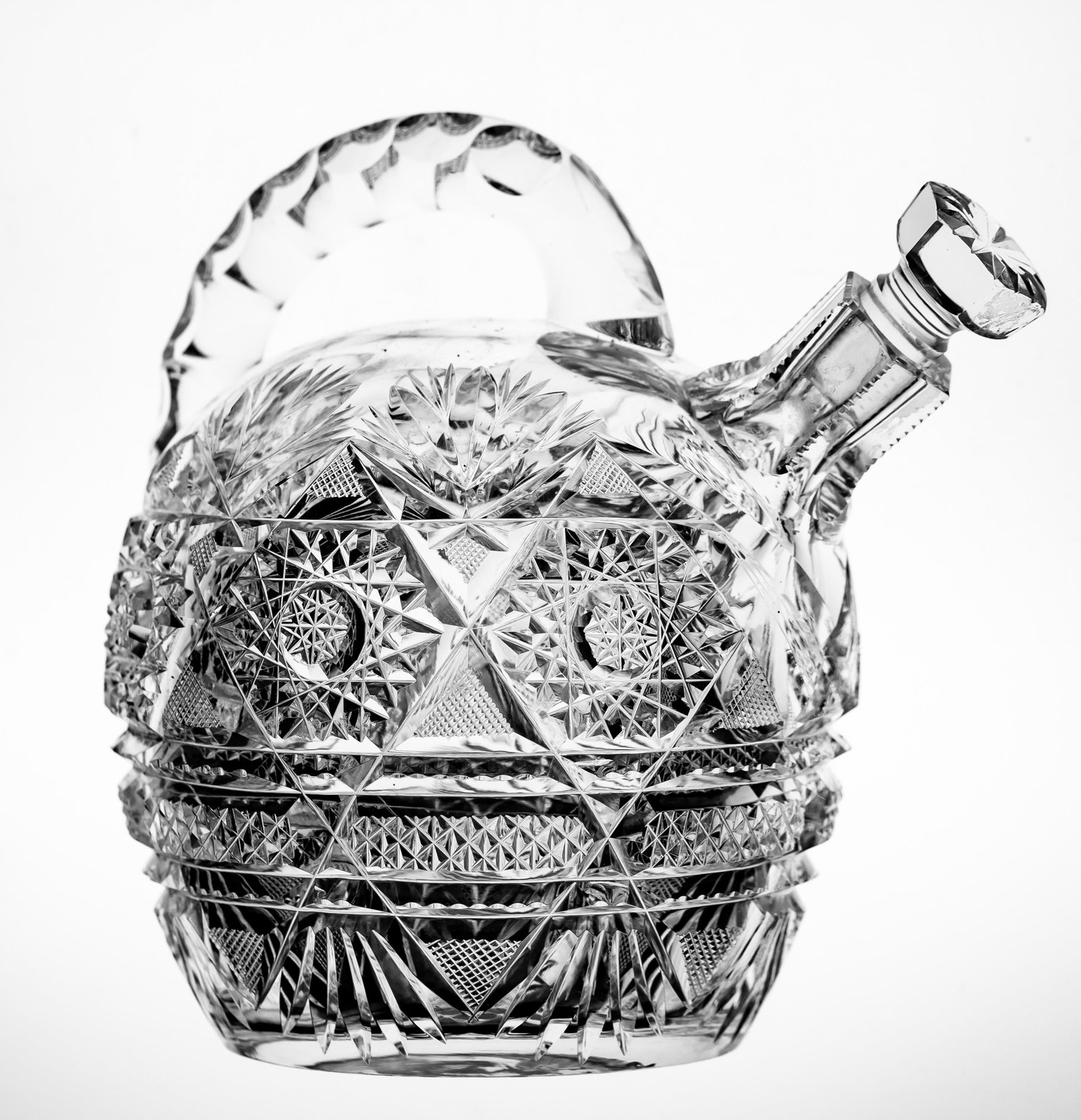 Nice Tuthill Rex Variation American Brilliant Period Cut Glass Rum/Whiskey Jug (1 of 6)