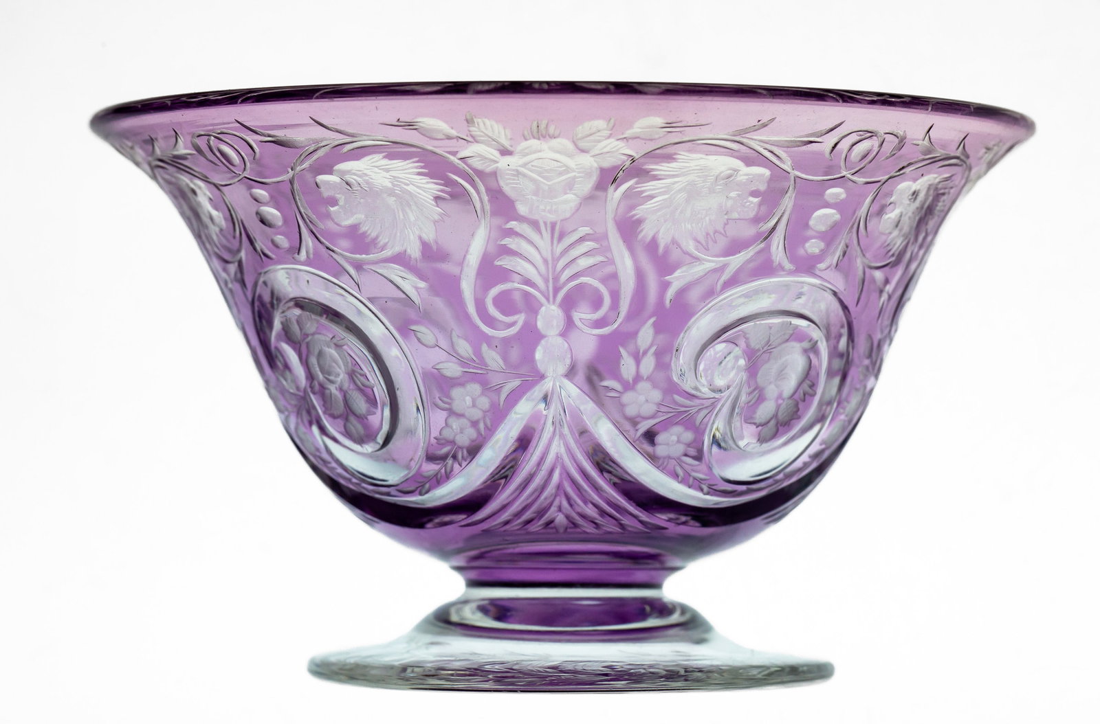 Fabulous Steuben Amethyst Lyons Head Brilliant Cut Glass Dessert Bowl (1 of 5)