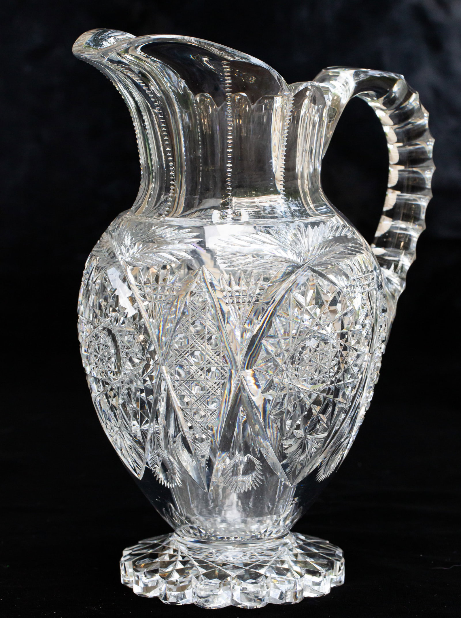 Extra Heavy Libbey #182 American Brilliant Period Cut Glass Footed Pitcher (1 of 6)