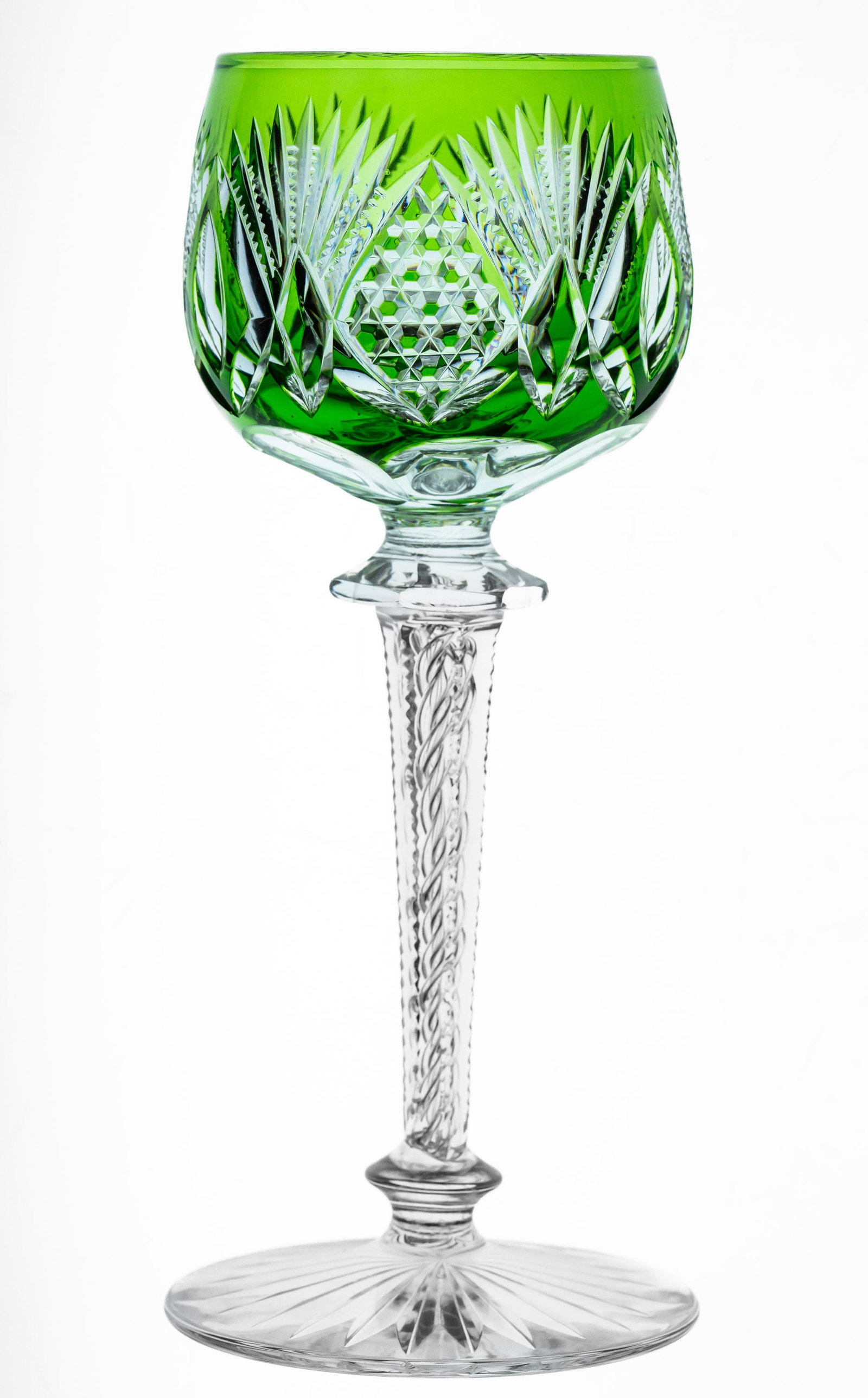 Incredible Great to Clear Brilliant Period Cut Glass Hock Wine Stem w Air Twist (1 of 7)