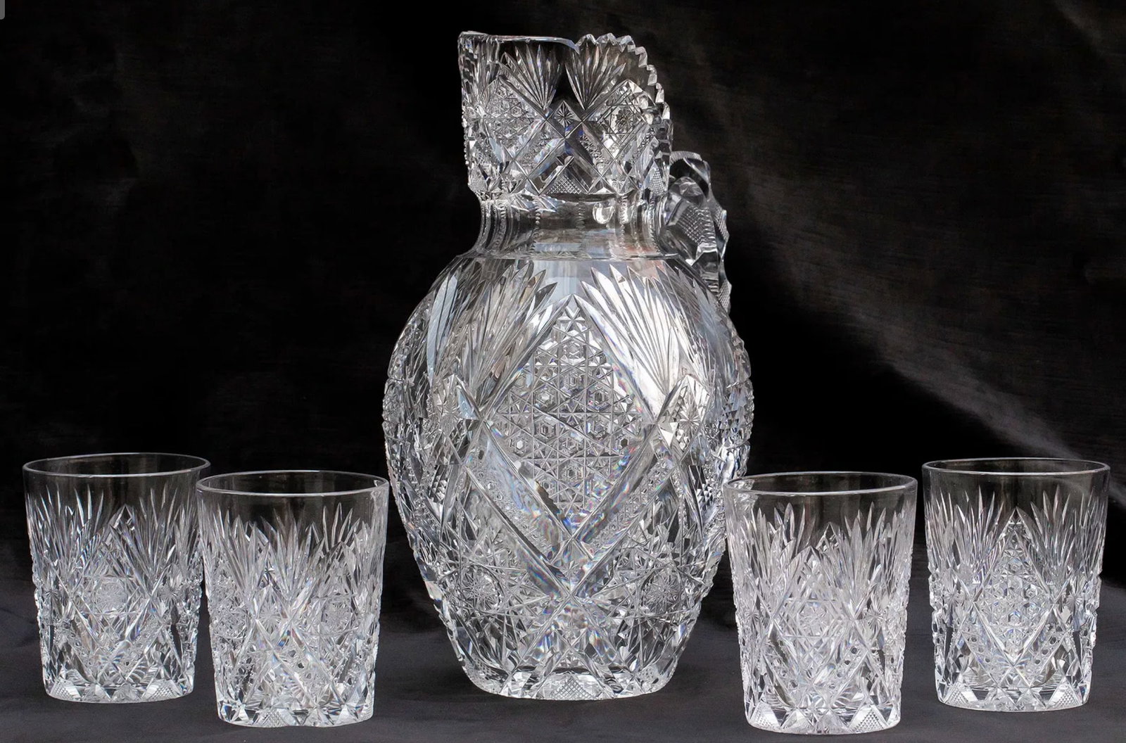 Unbelievable Libbey Imperial High Lipped Pitcher Set American Cut Glass (1 of 6)