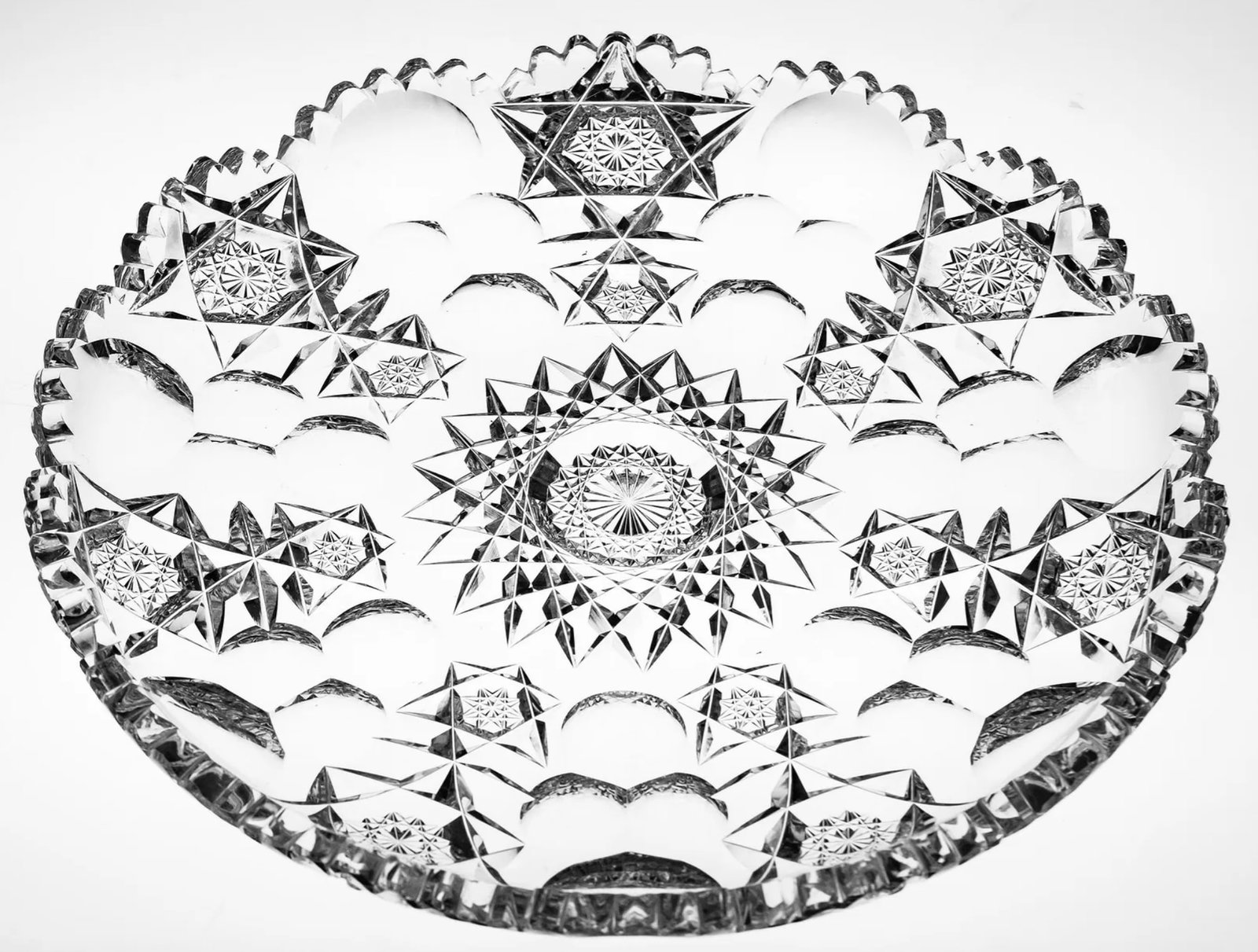 Rare Hawkes Princess American Brilliant Period Cut Glass Round Tray (1 of 4)