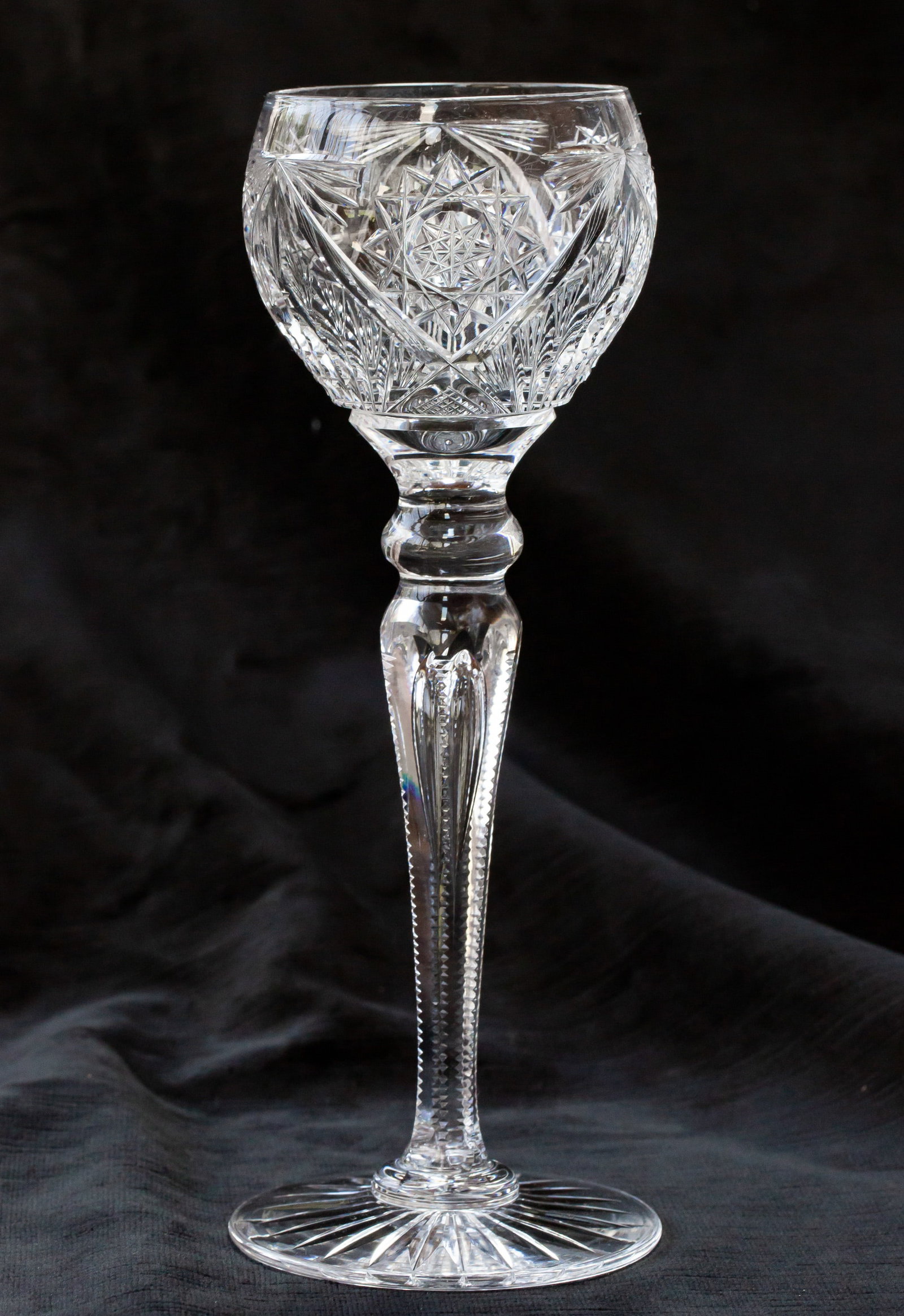 Extremely Rare Hoare St. Louis American Brilliant Cut Glass Hock Wine (1 of 8)