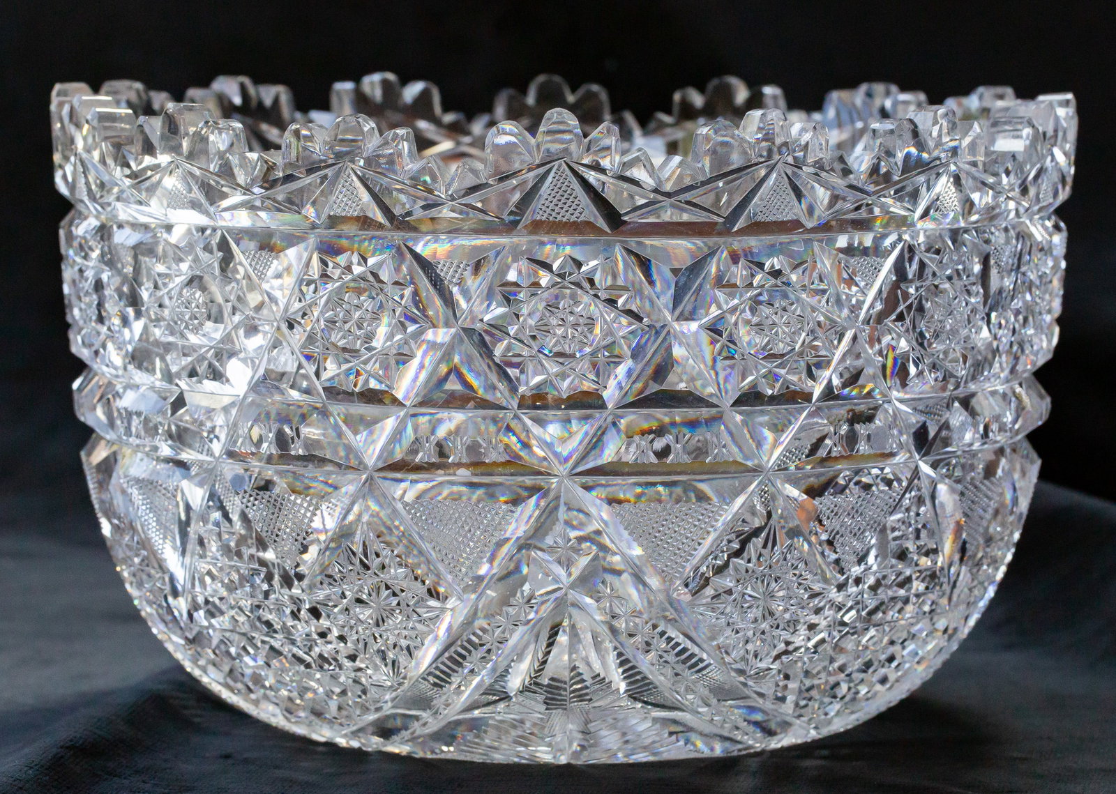 Incredibly Deep J. Hoare Marquise American Brilliant Cut Glass Bowl (1 of 6)