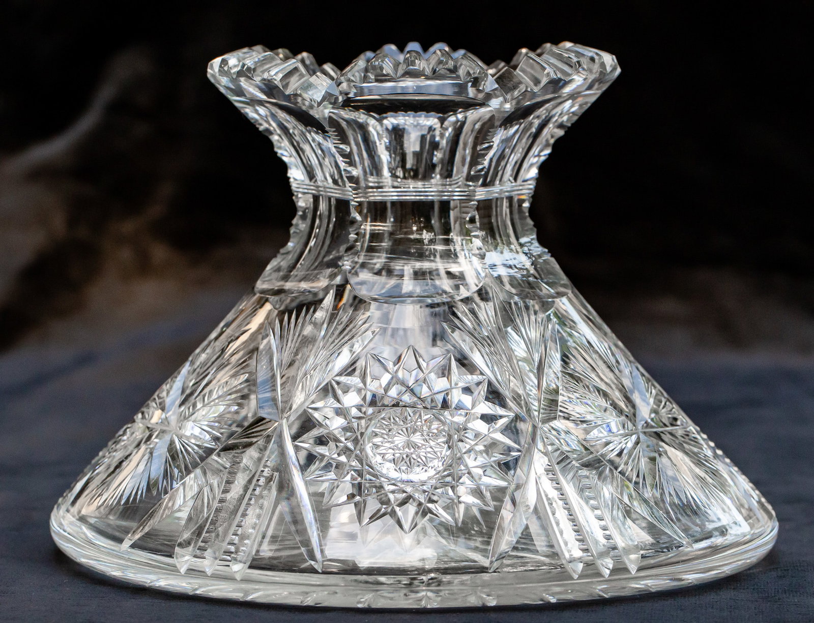 Nice Fry Flat-Bottom American Brilliant Cut Glass Crystal Flower Center Vase (1 of 4)