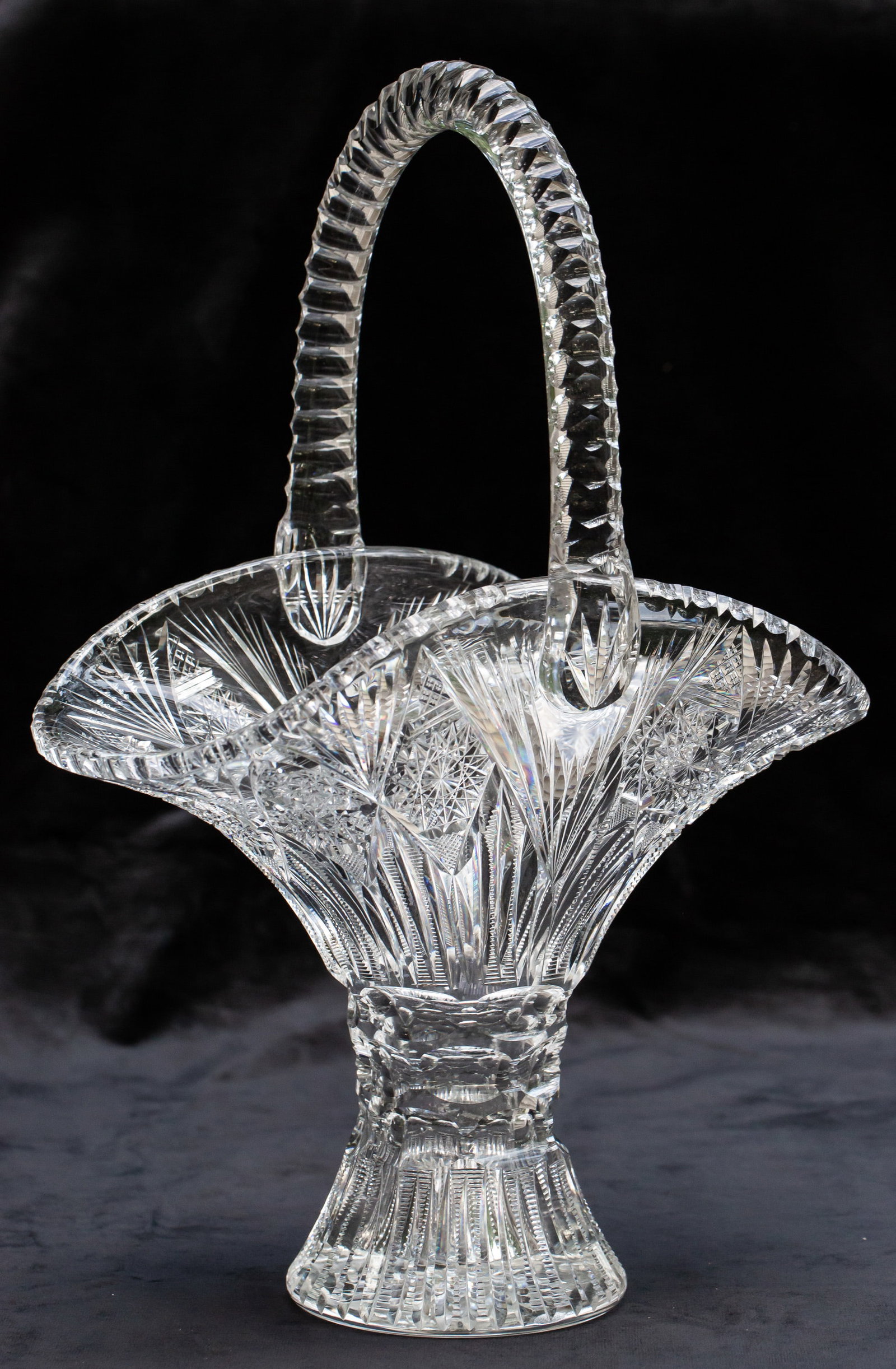 Incredibly Large William C. Anderson Radiant Star American Brilliant Cut Glass Basket Vase (1 of 11)